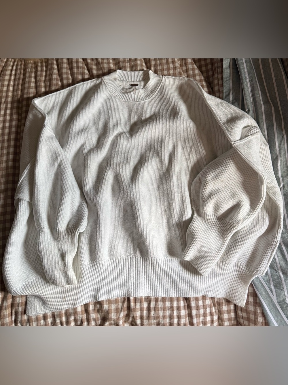 Free People Ivory Cowlneck Ribbed Sweater